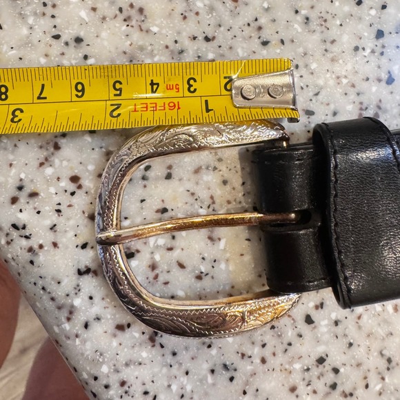 Ranger Black Leather Western Belt GoldTone Square paisley‎ stud Accents woman 42 main image 9